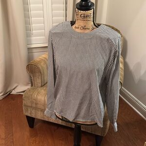 NWT Vintage Silk Houndstooth Long Sleeve Blouse L Alabama